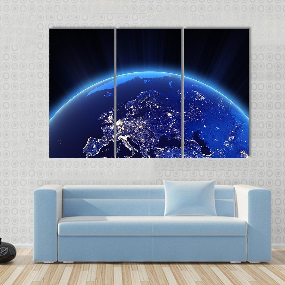 Europe From Space Canvas Wall Art-3 Horizontal-Gallery Wrap-37" x 24"-Tiaracle