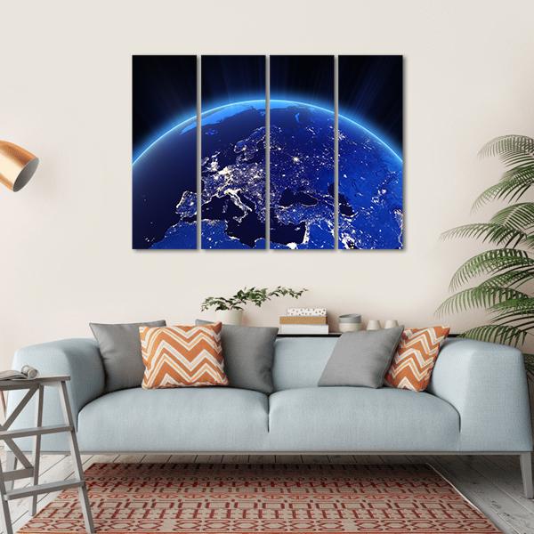 Europe From Space Canvas Wall Art-4 Horizontal-Gallery Wrap-34" x 24"-Tiaracle