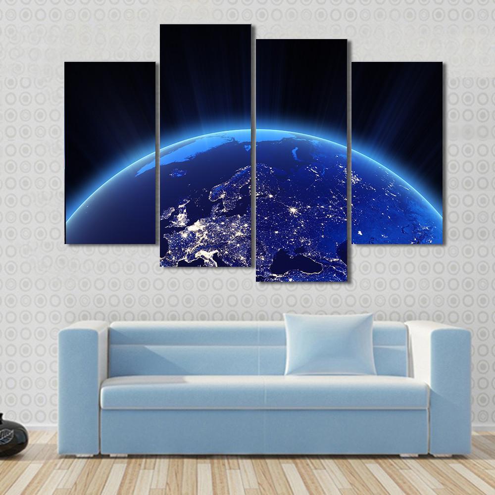 Europe From Space Canvas Wall Art-4 Pop-Gallery Wrap-50" x 32"-Tiaracle