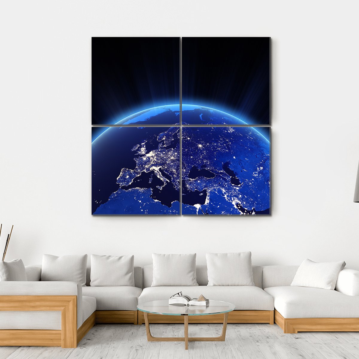Europe From Space Canvas Wall Art-4 Square-Gallery Wrap-17" x 17"-Tiaracle