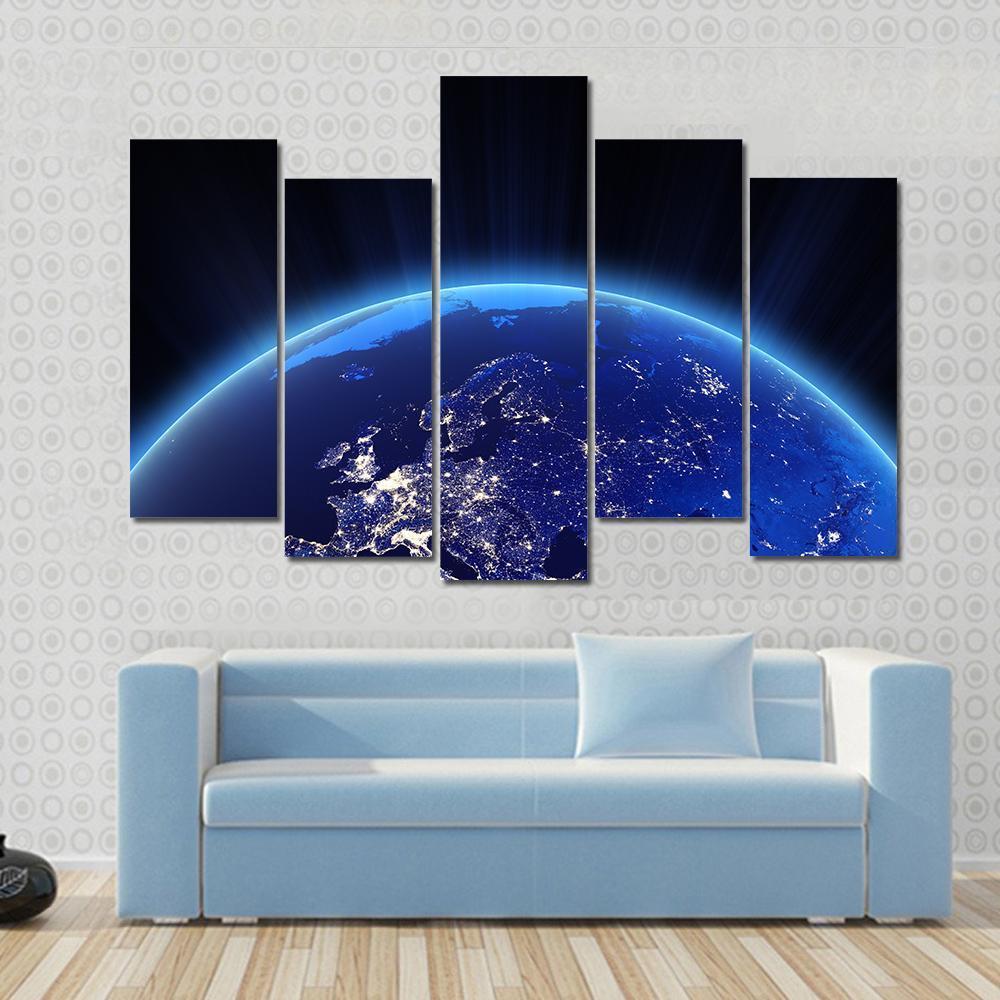 Europe From Space Canvas Wall Art-5 Pop-Gallery Wrap-47" x 32"-Tiaracle