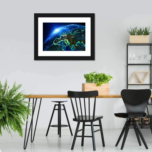 Europe On Map From Space Canvas Wall Art-3 Horizontal-Gallery Wrap-25&quot; x 16&quot;-Tiaracle
