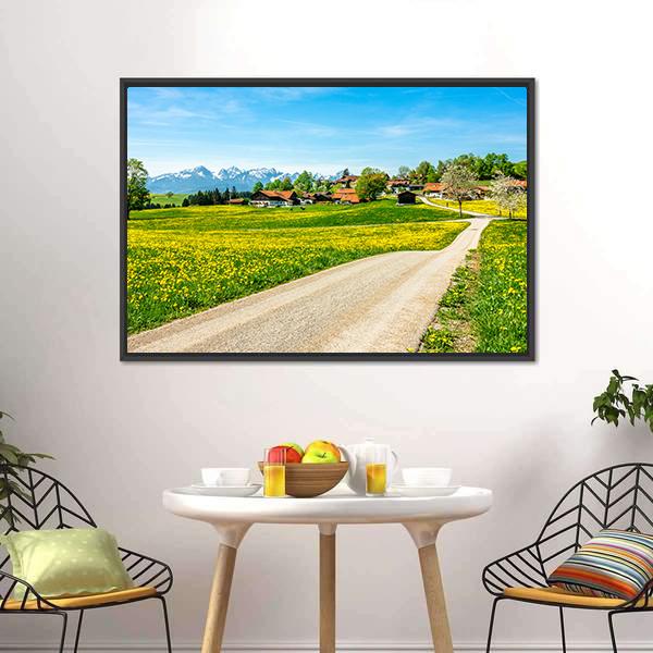 European Alps Near Fuessen Canvas Wall Art-1 Piece-Floating Frame-24" x 16"-Tiaracle