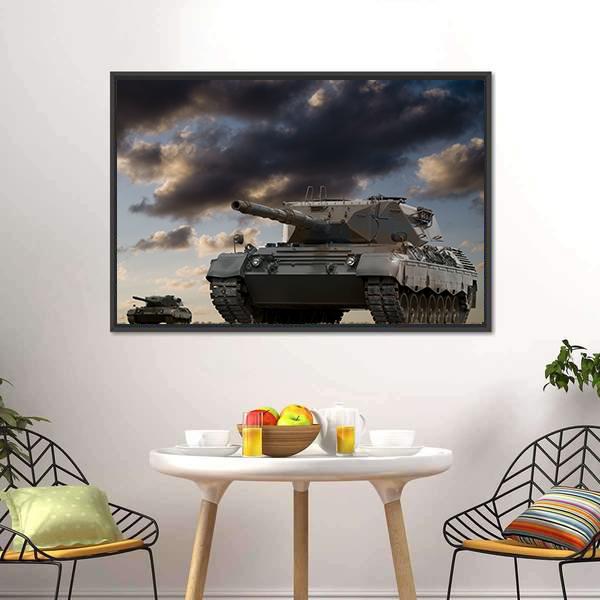 European Battle Tanks Canvas Wall Art-1 Piece-Floating Frame-24" x 16"-Tiaracle