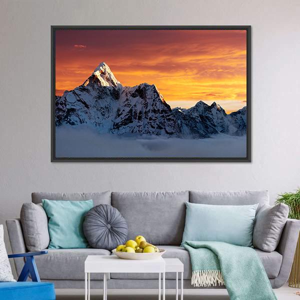 Evening At Ama Dablam Canvas Wall Art-5 Horizontal-Gallery Wrap-22" x 12"-Tiaracle