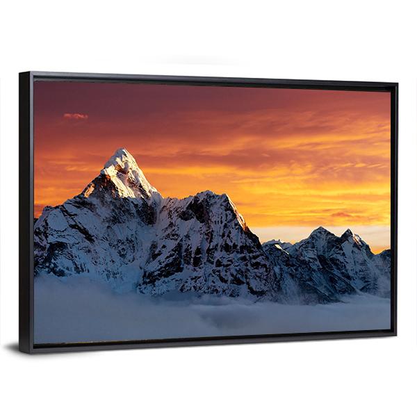 Evening At Ama Dablam Canvas Wall Art-5 Horizontal-Gallery Wrap-22" x 12"-Tiaracle