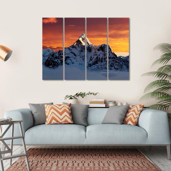 Evening At Ama Dablam Canvas Wall Art-4 Horizontal-Gallery Wrap-34" x 24"-Tiaracle