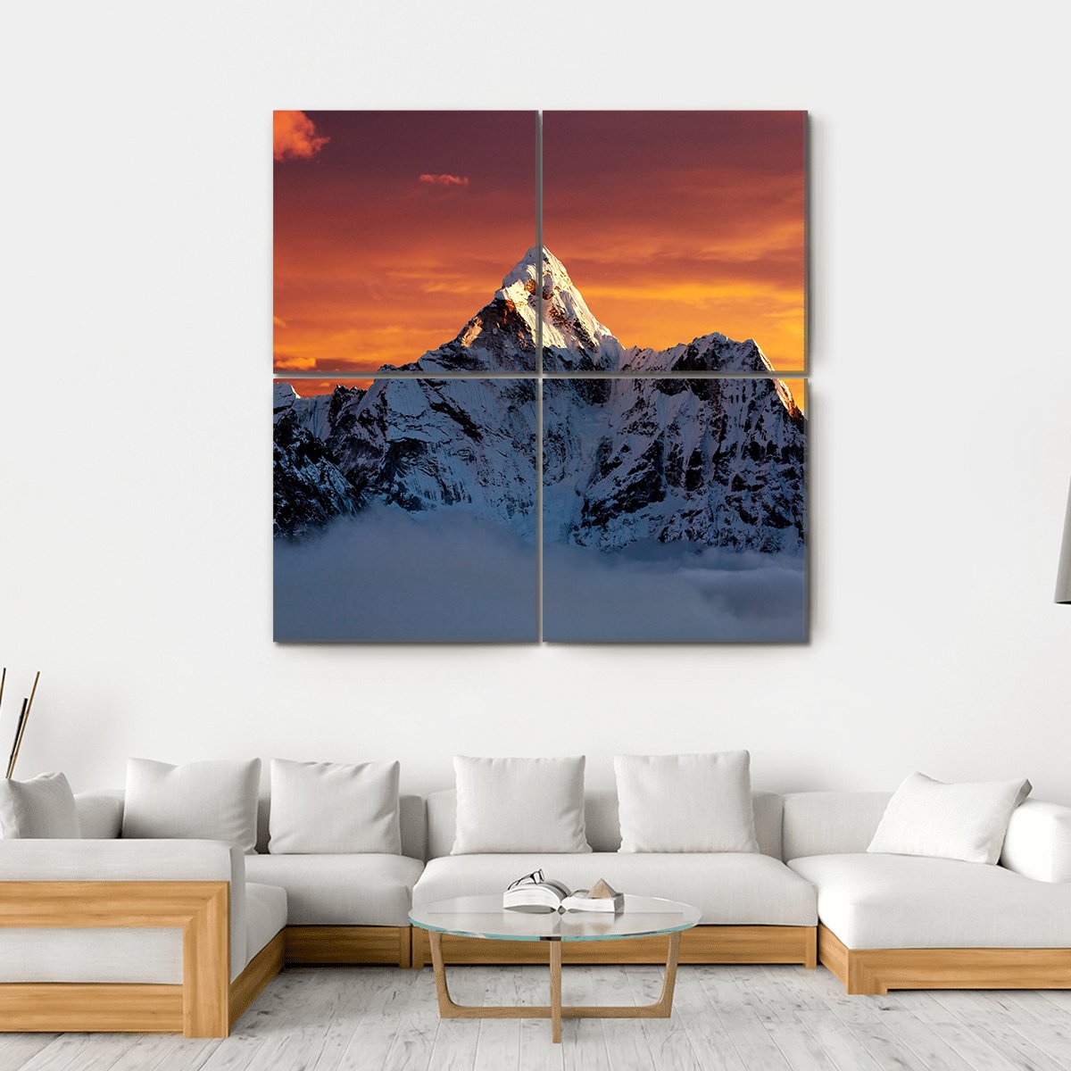 Evening At Ama Dablam Canvas Wall Art-4 Square-Gallery Wrap-17" x 17"-Tiaracle