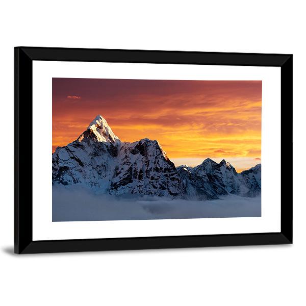 Evening At Ama Dablam Canvas Wall Art-3 Horizontal-Gallery Wrap-25" x 16"-Tiaracle