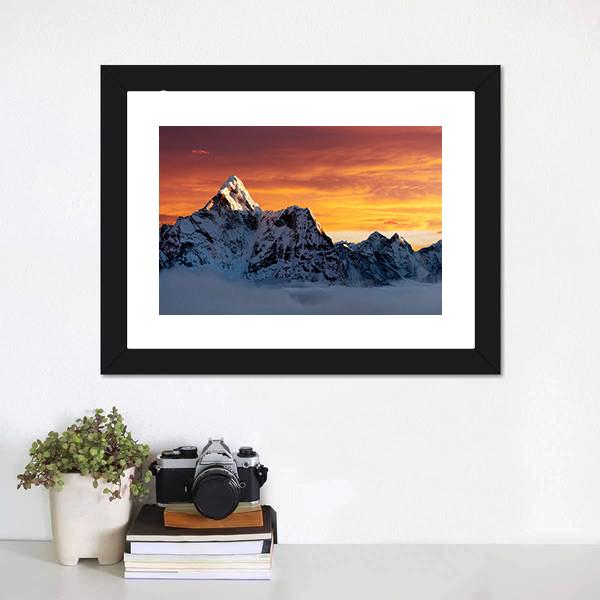 Evening At Ama Dablam Panoramic Canvas Wall Art-1 Piece-36" x 12"-Tiaracle
