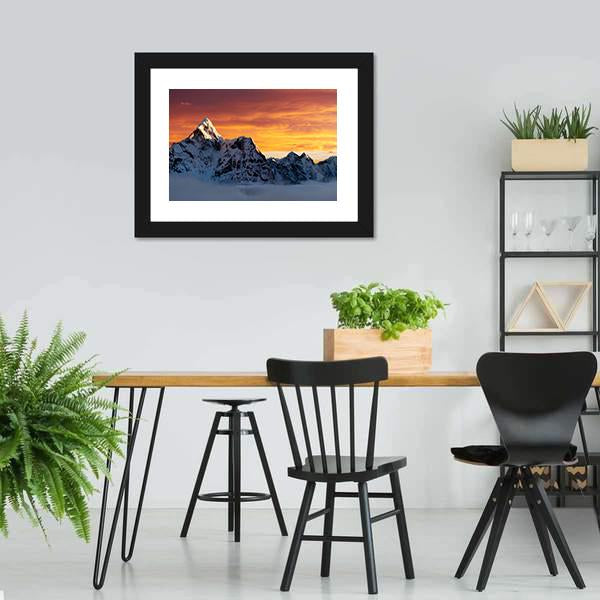 Evening At Ama Dablam Panoramic Canvas Wall Art-1 Piece-36" x 12"-Tiaracle