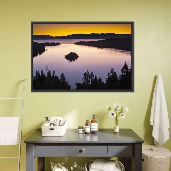 Evening At Lake Tahoe Canvas Wall Art-5 Horizontal-Gallery Wrap-22" x 12"-Tiaracle