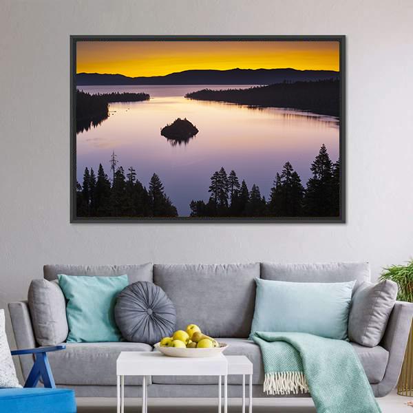 Evening At Lake Tahoe Canvas Wall Art-5 Horizontal-Gallery Wrap-22" x 12"-Tiaracle