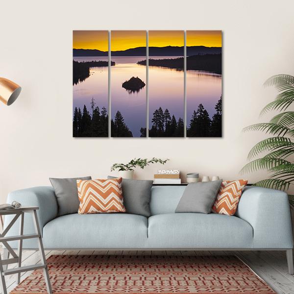 Evening At Lake Tahoe Canvas Wall Art-4 Horizontal-Gallery Wrap-34" x 24"-Tiaracle