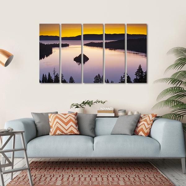Evening At Lake Tahoe Canvas Wall Art-5 Horizontal-Gallery Wrap-22" x 12"-Tiaracle