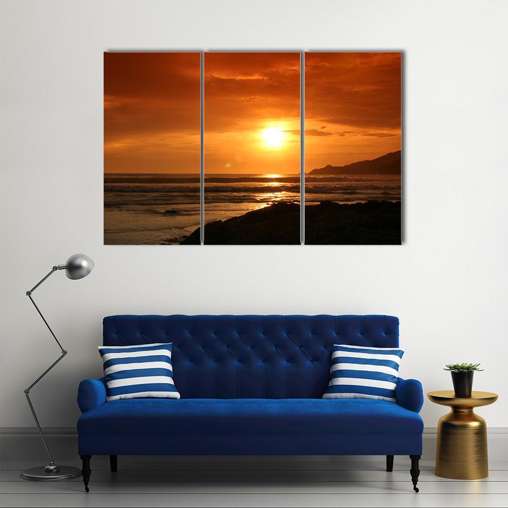 Evening At Patong Beach Canvas Wall Art-3 Horizontal-Gallery Wrap-37" x 24"-Tiaracle