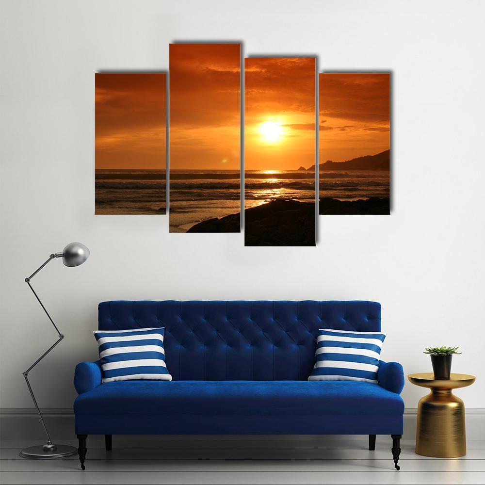 Evening At Patong Beach Canvas Wall Art-4 Pop-Gallery Wrap-50" x 32"-Tiaracle