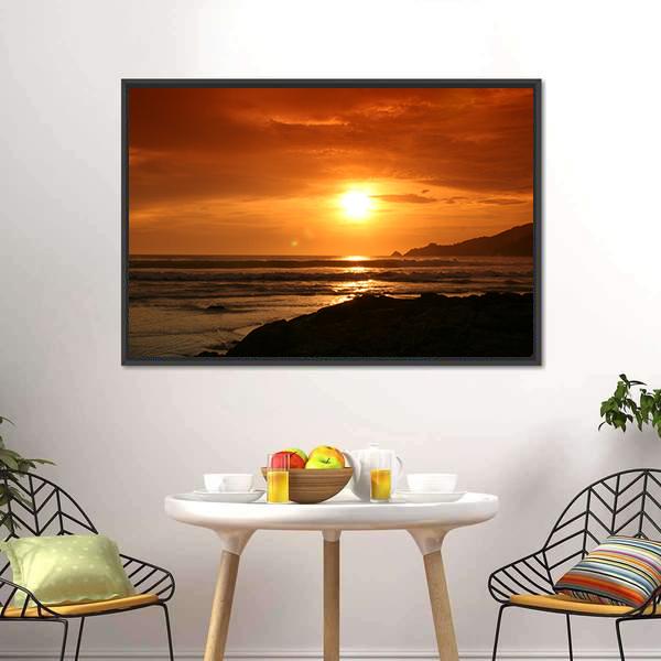 Evening At Patong Beach Canvas Wall Art-1 Piece-Floating Frame-24" x 16"-Tiaracle