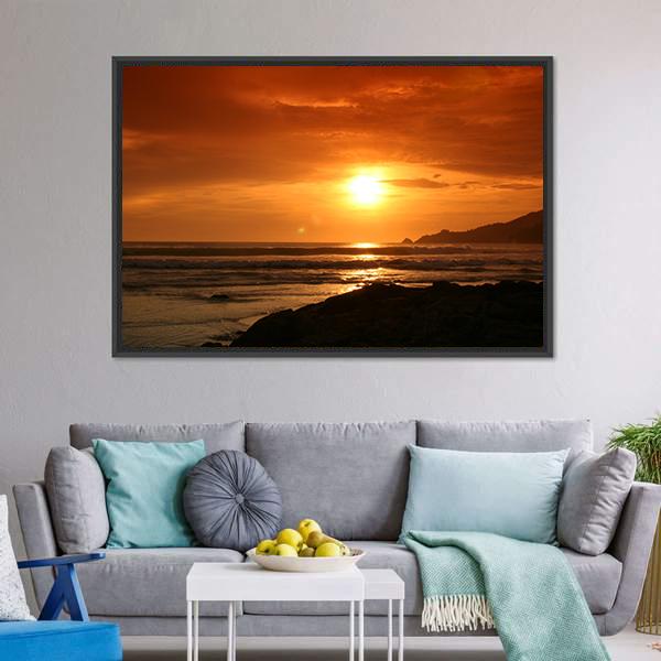 Evening At Patong Beach Canvas Wall Art-3 Horizontal-Gallery Wrap-25" x 16"-Tiaracle