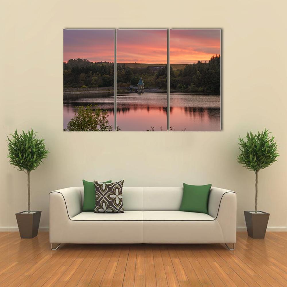 Evening At Pontsticill Reservoir Canvas Wall Art-3 Horizontal-Gallery Wrap-37" x 24"-Tiaracle