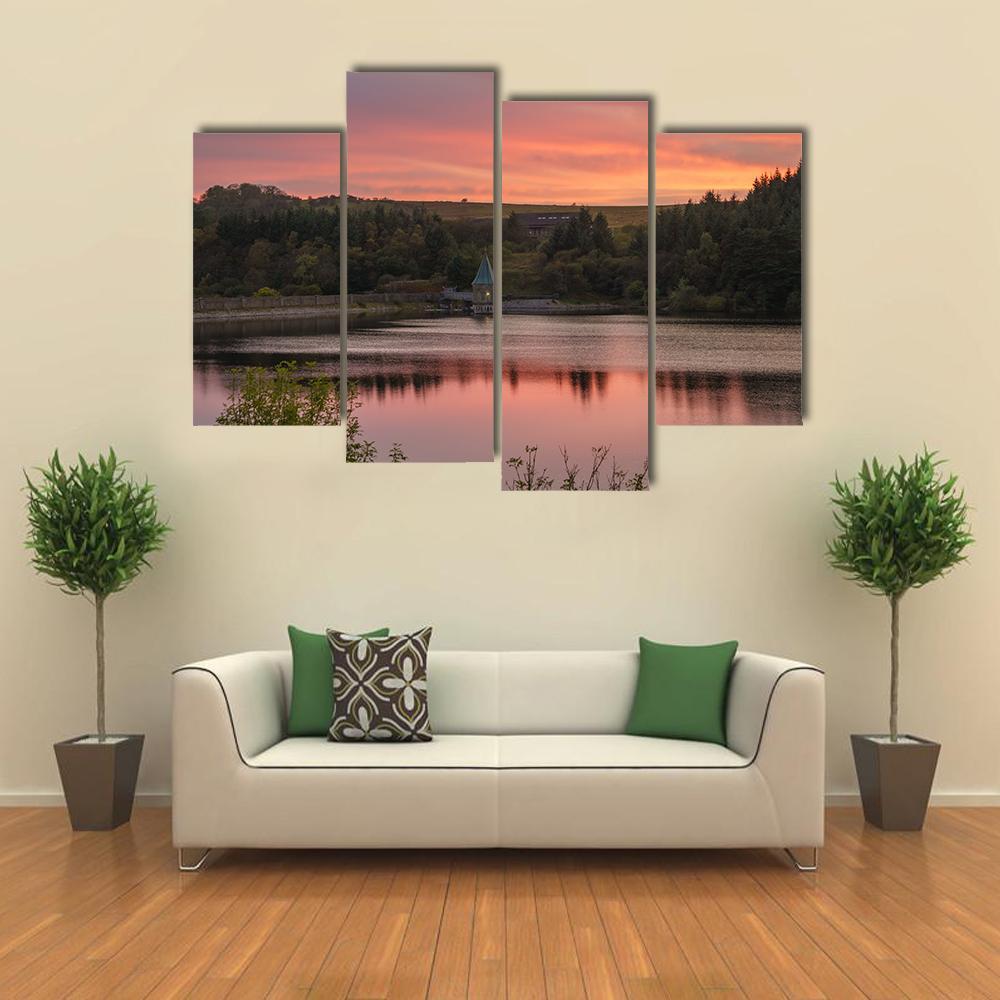Evening At Pontsticill Reservoir Canvas Wall Art-4 Pop-Gallery Wrap-50" x 32"-Tiaracle