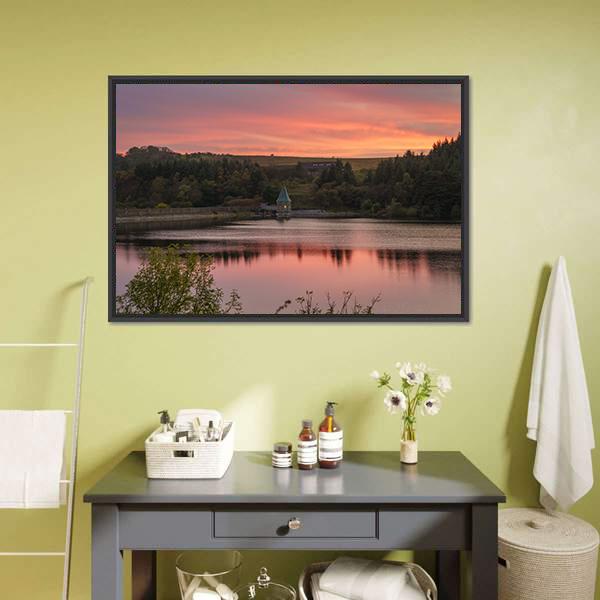 Evening At Pontsticill Reservoir Canvas Wall Art-3 Horizontal-Gallery Wrap-25" x 16"-Tiaracle