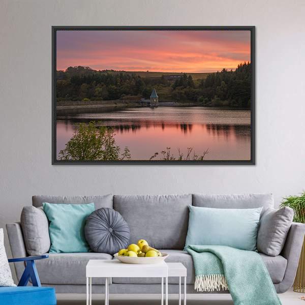 Evening At Pontsticill Reservoir Canvas Wall Art-3 Horizontal-Gallery Wrap-25" x 16"-Tiaracle