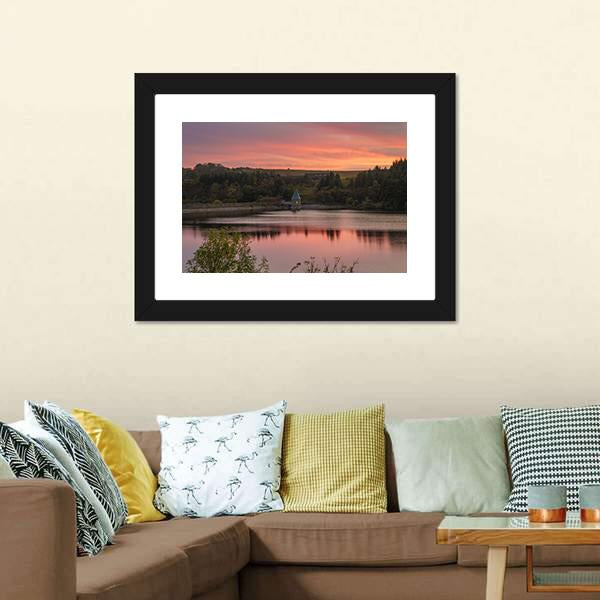 Evening At Pontsticill Reservoir Canvas Wall Art-1 Piece-Framed Print-20" x 16"-Tiaracle