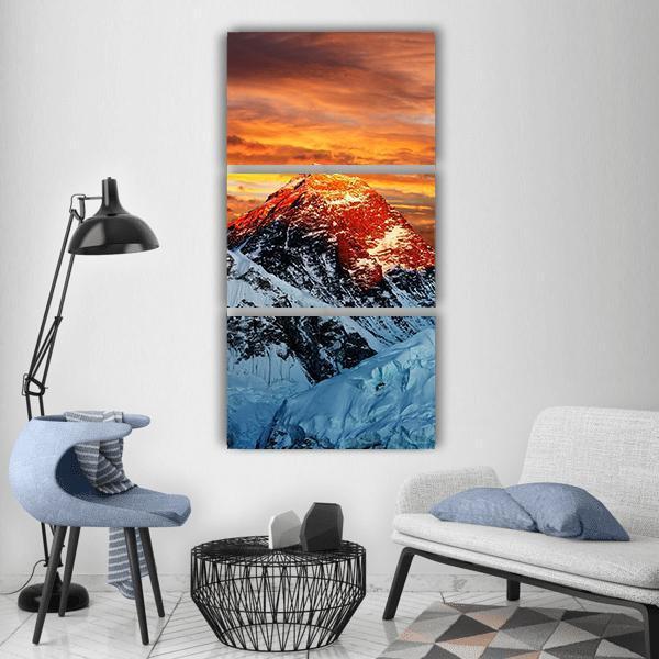 Colored View Of Everest Vertical Canvas Wall Art-3 Vertical-Gallery Wrap-12" x 25"-Tiaracle