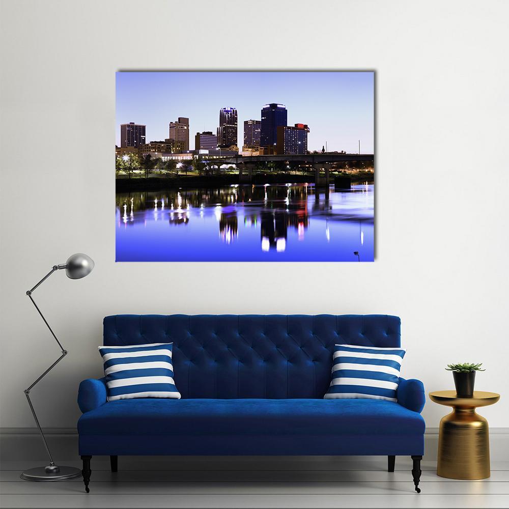 Evening In Little Rock Arkansas Canvas Wall Art-1 Piece-Gallery Wrap-48" x 32"-Tiaracle