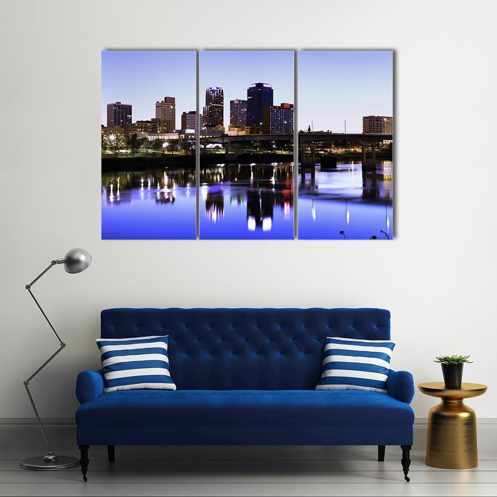 Evening In Little Rock Arkansas Canvas Wall Art-3 Horizontal-Gallery Wrap-37" x 24"-Tiaracle