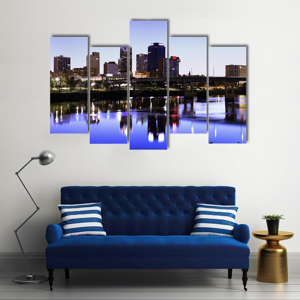 Evening In Little Rock Arkansas Canvas Wall Art-5 Pop-Gallery Wrap-47" x 32"-Tiaracle