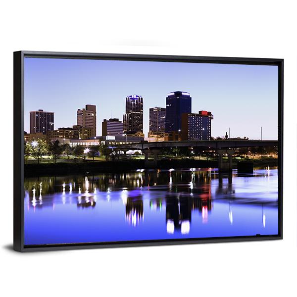 Evening In Little Rock Arkansas Canvas Wall Art-3 Horizontal-Gallery Wrap-25" x 16"-Tiaracle