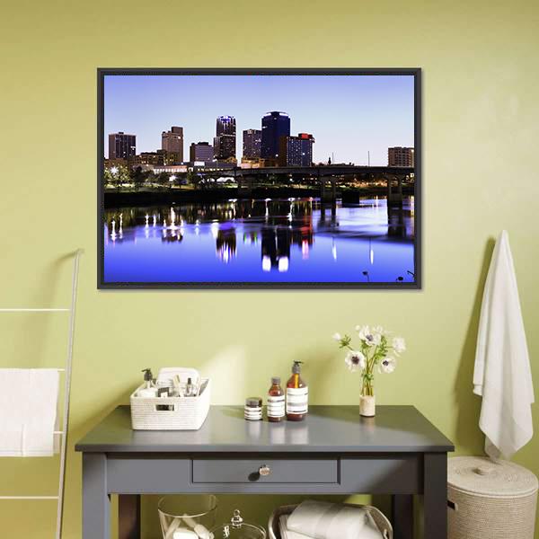 Evening In Little Rock Arkansas Canvas Wall Art-3 Horizontal-Gallery Wrap-25" x 16"-Tiaracle