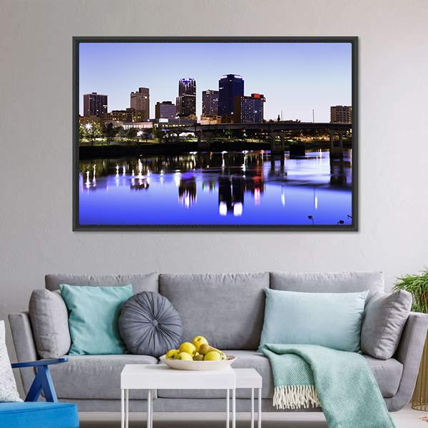 Evening In Little Rock Arkansas Canvas Wall Art-3 Horizontal-Gallery Wrap-25" x 16"-Tiaracle