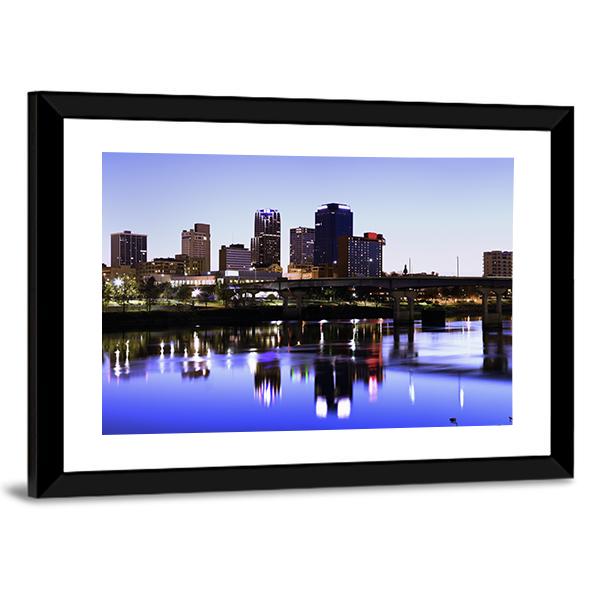 Evening In Little Rock Arkansas Canvas Wall Art-3 Horizontal-Gallery Wrap-25" x 16"-Tiaracle