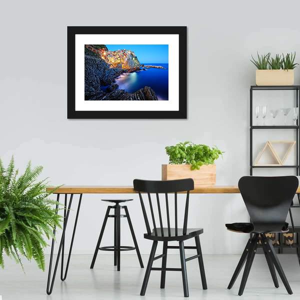 Evening In Manarola Canvas Wall Art-5 Horizontal-Gallery Wrap-22" x 12"-Tiaracle