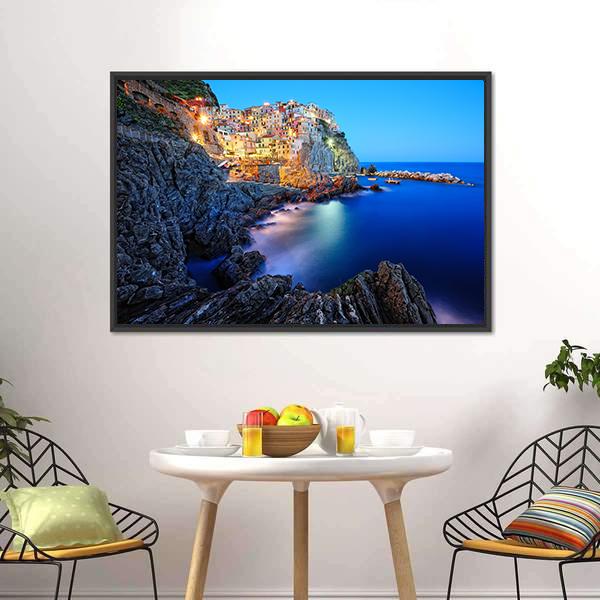 Evening In Manarola Canvas Wall Art-1 Piece-Floating Frame-24" x 16"-Tiaracle