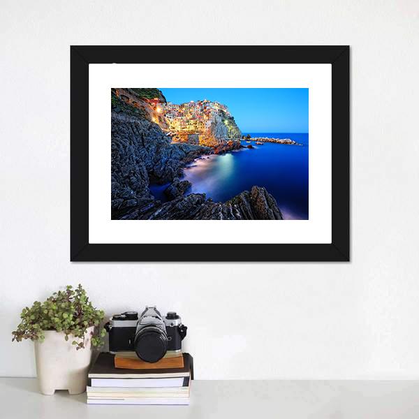 Evening In Manarola Canvas Wall Art-3 Horizontal-Gallery Wrap-25" x 16"-Tiaracle