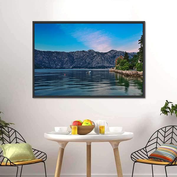 Evening In Sea Town Canvas Wall Art-1 Piece-Floating Frame-24" x 16"-Tiaracle