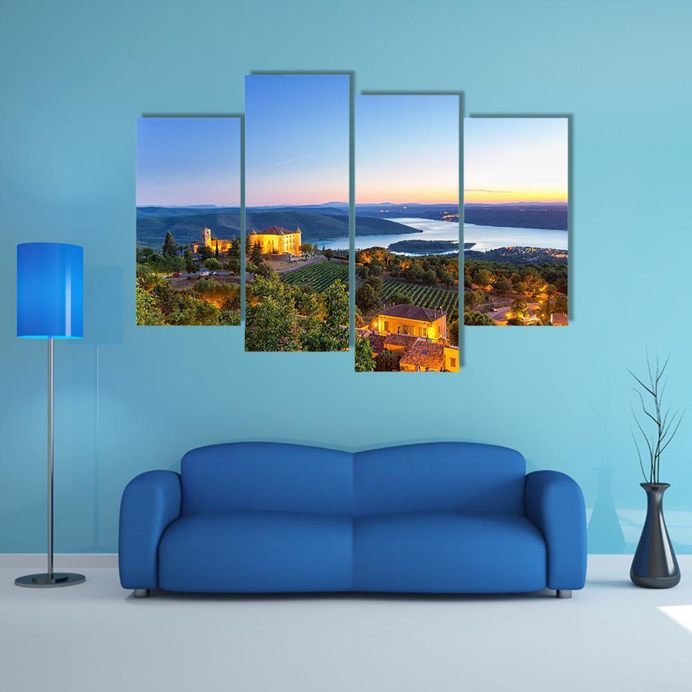 Evening In Village France Canvas Wall Art-4 Pop-Gallery Wrap-50" x 32"-Tiaracle