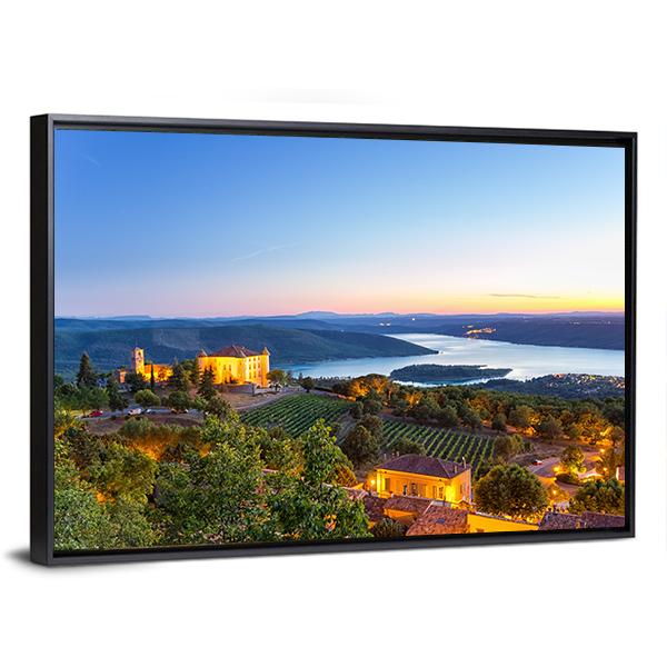 Evening In Village France Canvas Wall Art-3 Horizontal-Gallery Wrap-25" x 16"-Tiaracle
