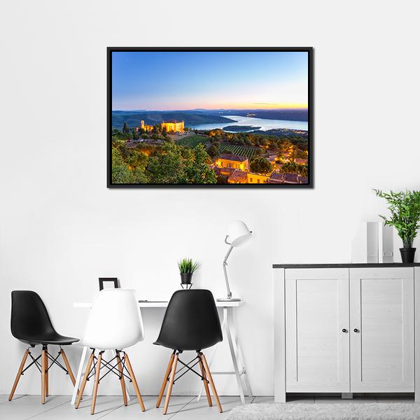 Evening In Village France Canvas Wall Art-3 Horizontal-Gallery Wrap-25" x 16"-Tiaracle