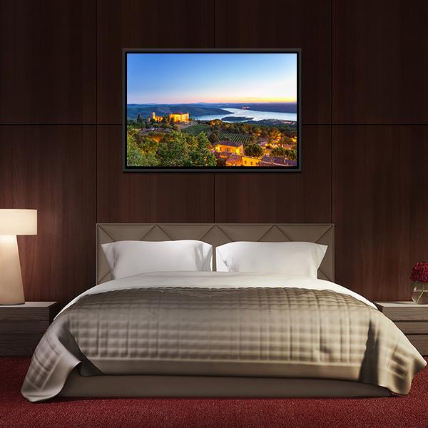 Evening In Village France Canvas Wall Art-3 Horizontal-Gallery Wrap-25" x 16"-Tiaracle