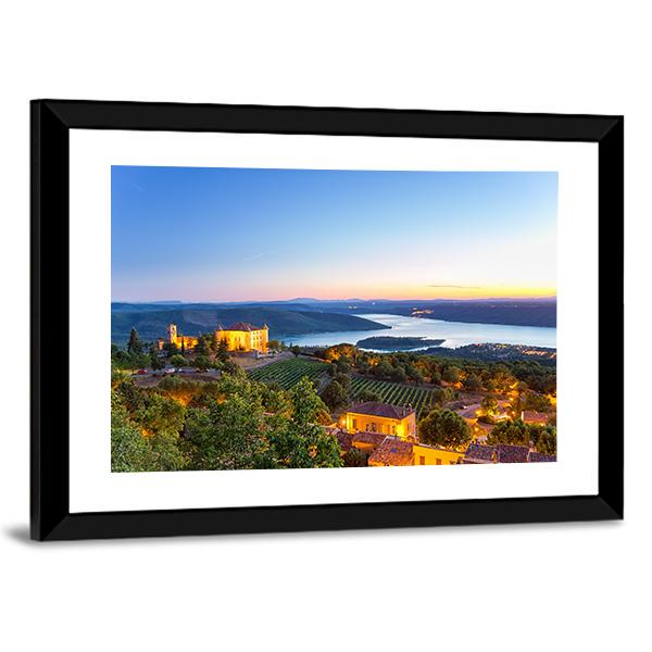 Evening In Village France Canvas Wall Art-3 Horizontal-Gallery Wrap-25" x 16"-Tiaracle