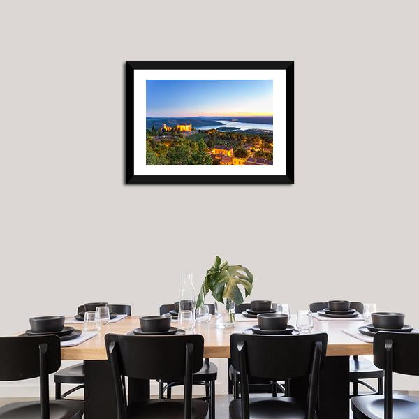 Evening In Village France Canvas Wall Art-3 Horizontal-Gallery Wrap-25" x 16"-Tiaracle