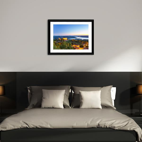 Evening In Village France Canvas Wall Art-3 Horizontal-Gallery Wrap-25" x 16"-Tiaracle