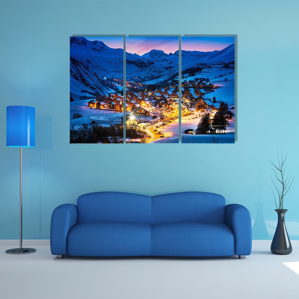 Ski Resort French Alps Canvas Wall Art-3 Horizontal-Gallery Wrap-37" x 24"-Tiaracle