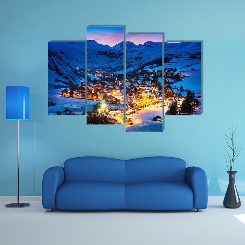 Ski Resort French Alps Canvas Wall Art-4 Pop-Gallery Wrap-50" x 32"-Tiaracle