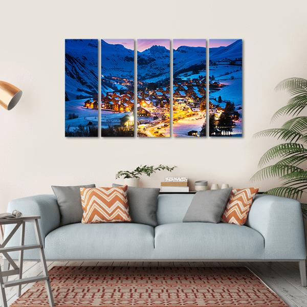 Ski Resort French Alps Canvas Wall Art-5 Horizontal-Gallery Wrap-22" x 12"-Tiaracle
